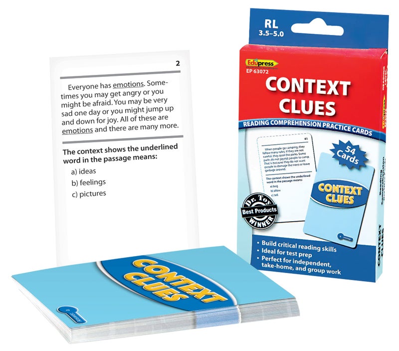 Edupress Context Clues Practice Cards, Levels 3.5-5.0,Blue - Image 1